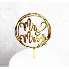 C/TOPPER MR & MRS ROUND GOLD