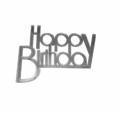 C/TOPPER HBD BADGE SILVER PRINT 10CM