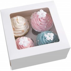 BOX CUPCAKE WHITE WINDOW 4'S