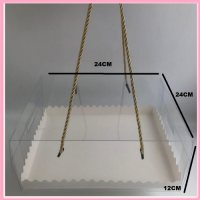 BOX CLEAR WHITE BASE + STRING 24*24*12CM