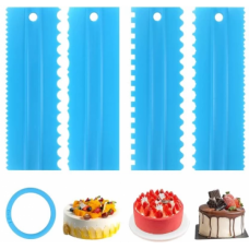 SCRAPER SET PATTERNED BLUE 4PCS