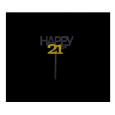 C/TOPPER HAPPY 21ST BLACK & GOLD