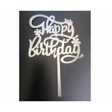 C/TOPPER HBD FLOWERS SILVER