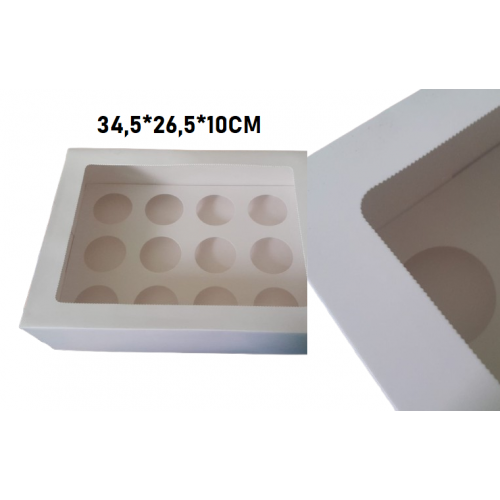 BOX CUPCAKE WHITE WINDOW 12'S BOX CUPCAKE WHITE WINDOW 12'S