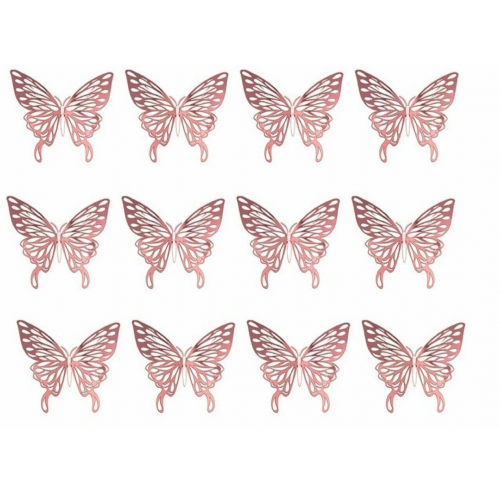 BUTTERFLIES PAPER ROSE GOLD 12PC BUTTERFLIES PAPER ROSE GOLD 12PC