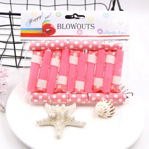 PARTY BLOWOUT PINK + WHITE DOTS 10'S PARTY BLOWOUT PINK + WHITE DOTS 10'S