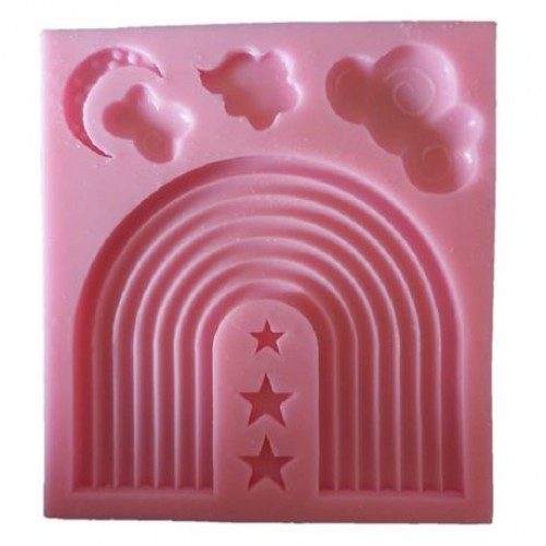 FONDANT MOULD RAINBOW & CLOUDS PINK FONDANT MOULD RAINBOW & CLOUDS PINK